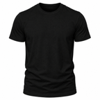 A classic black short-sleeve crewneck t-shirt displayed on a clean white background.
