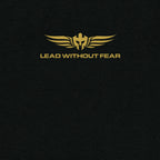Lead Without Fear Front Go For Gold Full Logo Shirt graphic. Zoomed.