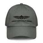 Grey Under Armour Hat with Lead Without Fear logo embroidered on front.