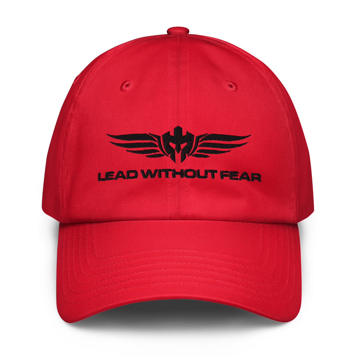 Red Under Armour Hat with Lead Without Fear logo embroidered on front.