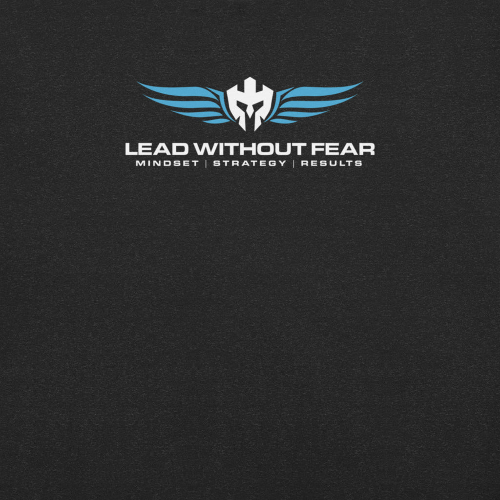 Product lead without fear og tee solid black, front view, 100% combed ring spun cotton fabric