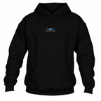 A black pullover hoodie with a small Lead Without Fear embroidered logo on center chest, displayed against a plain white background.