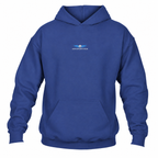 A Cobalt blue pullover hoodie with a small Lead Without Fear embroidered logo on center chest, displayed against a plain white background.