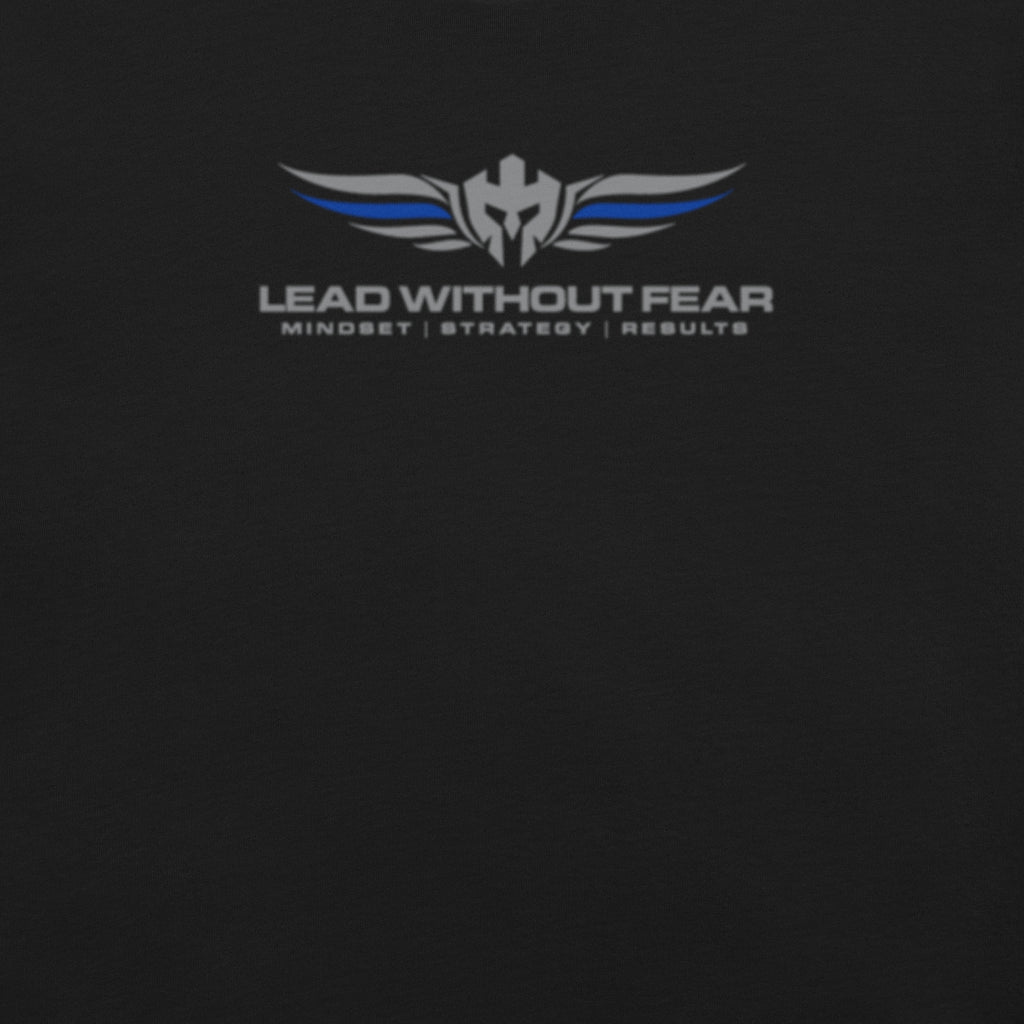 lead without fear thin blue line tee, flat close view, 100% combed ring-spun cotton