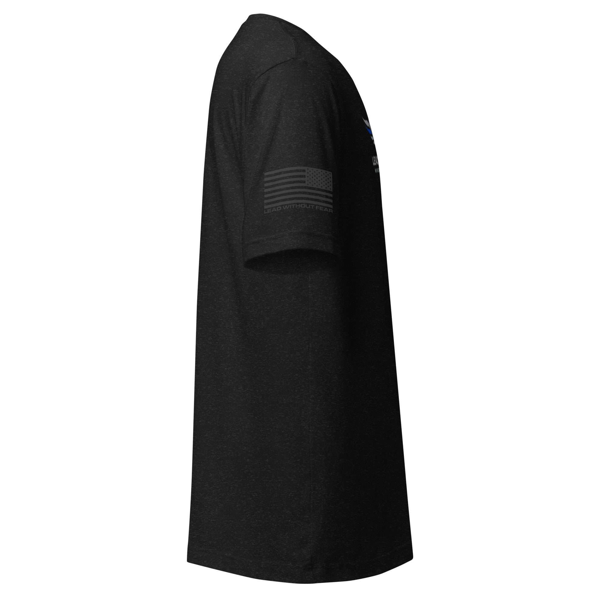 lead without fear thin blue line tee, right view, 100% combed ring-spun cotton